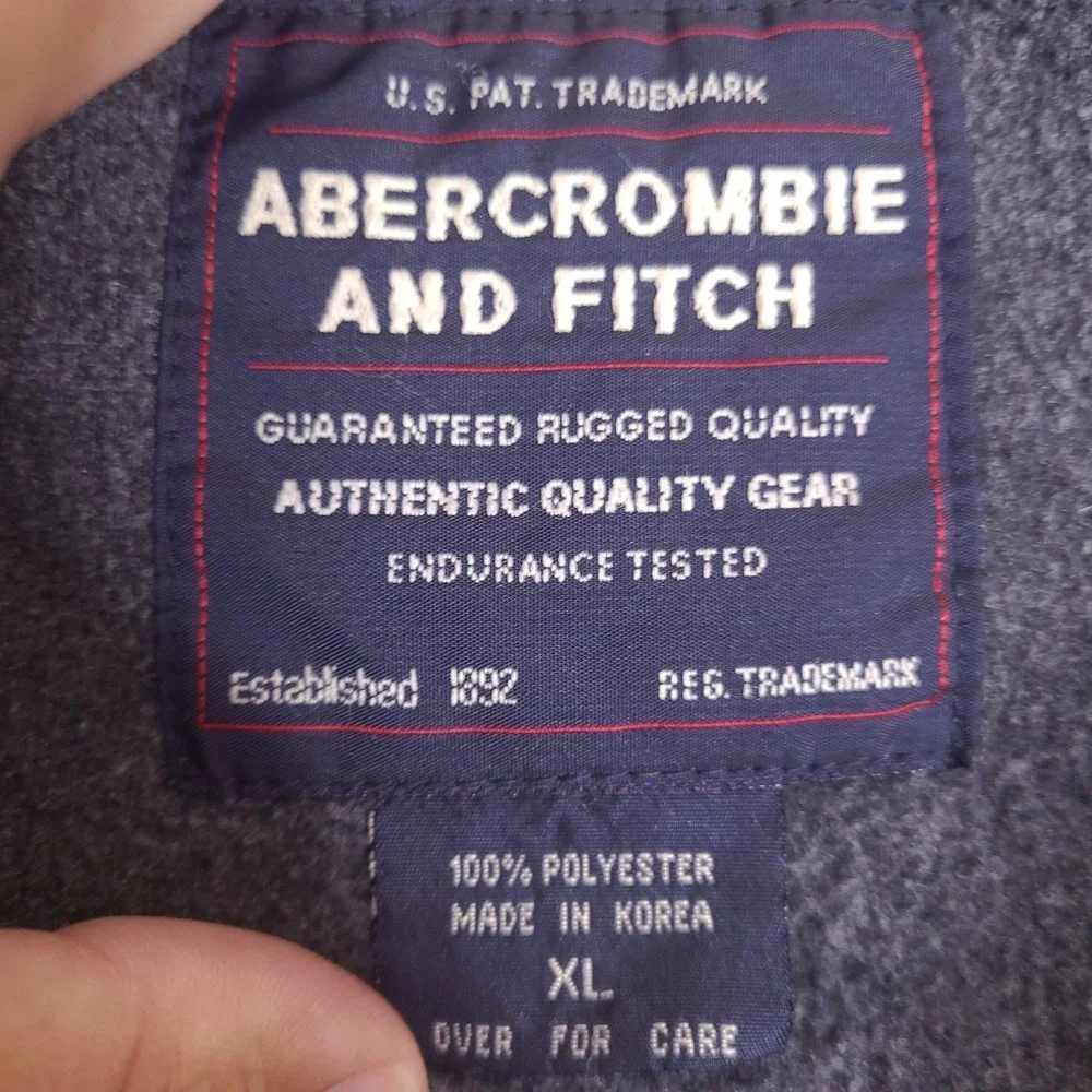 Vintage Abercrombie and‎ Fitch Fleece Vest Mens XL Gray Full Zip Jacket